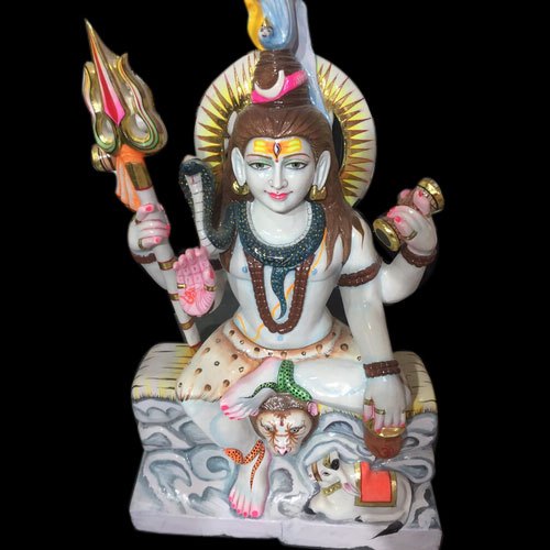 Polished Multicolor Marble Shiva Statue, for Dust Resistance, Shiny, Packaging Type : Carton Box, Thermocol Box