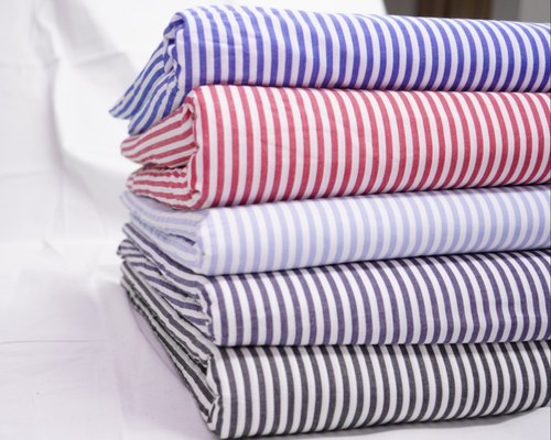 Cotton Striped Shirting Fabric, Technics : Woven, Color : Multi Color ...