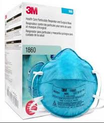 3M 1860 N95 Particulate Respirator Mask, for Clinical, Hospital, Rope material : Cotton