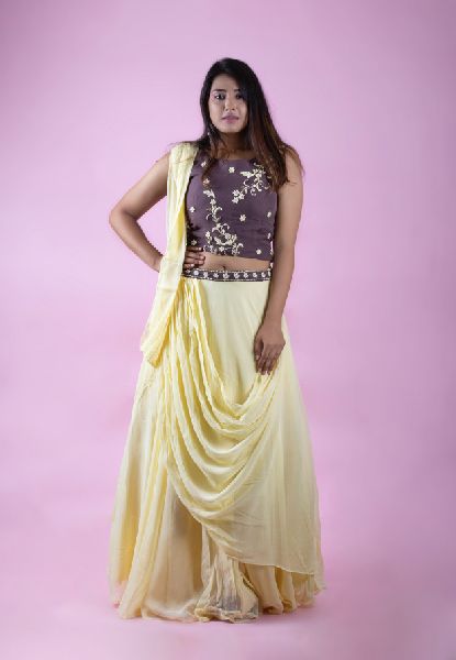 crop top long frock