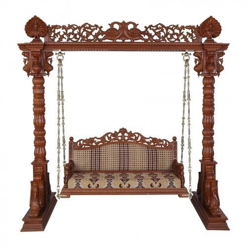 Polished Wooden Carved Swing, for Garden, Home, Park, Feature : Accurate Dimension, Attractive Designs