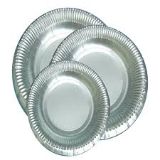 Round Paper Disposable Silver Sitting Plates, for Serving Food, Pattern : Plain