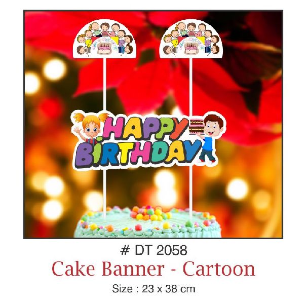 Printed paper cake banner cartoon, Color : Multicolor