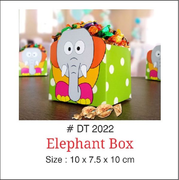 Signative Square paper Container Elephant, for Gift Items, Color : Multicolor