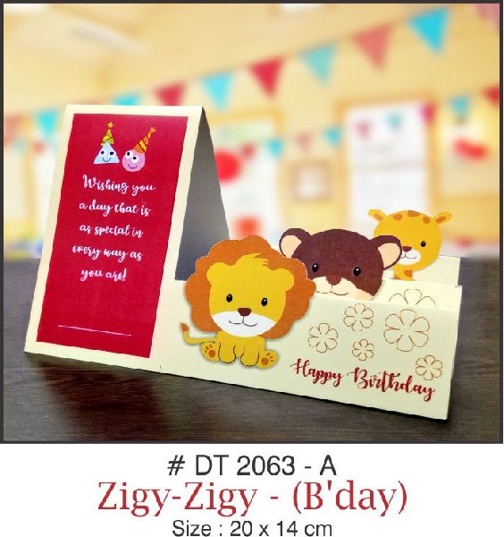 Signative paper Zig-Zag birthday table top, Color : Multicolor