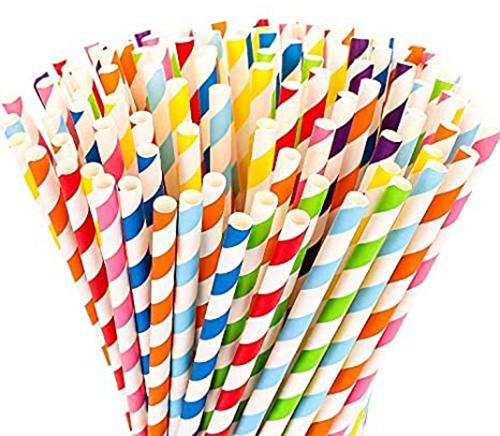 Rainbow Stripe Paper Drinking Straw