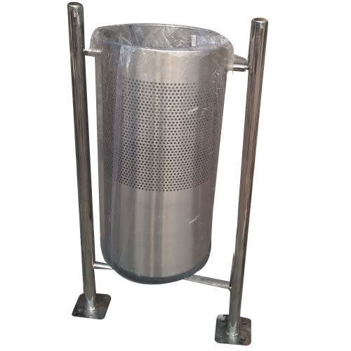 Stainless Steel Single Floor Mounted Dustbin