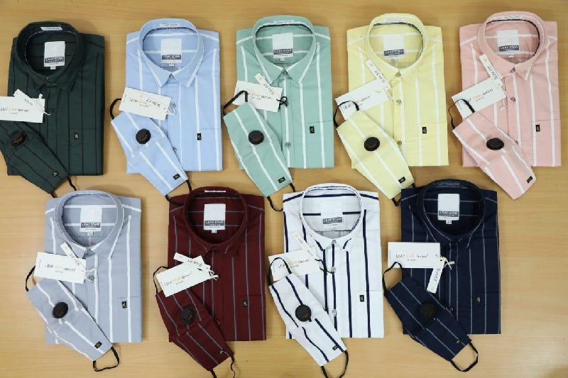 Cotton Striped men shirts, Size : L, XL