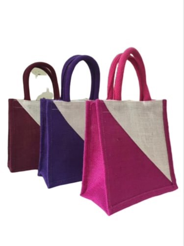 Plain Multicolor Jute Shopping Bag, Style : Rope Handle