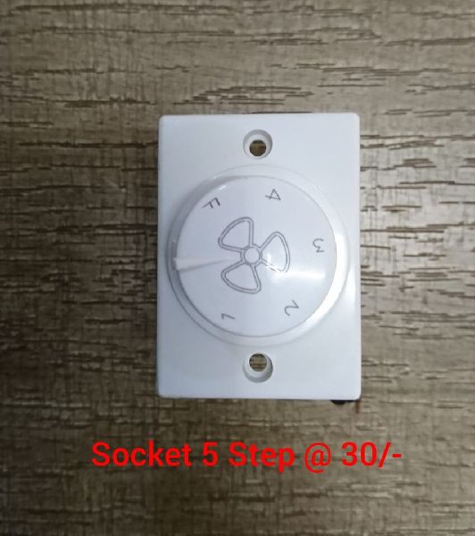 Socket 5 Step Fan Regulator, Color : White