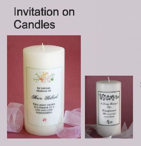 Multishape Paraffin Wax Invitation on Candle, for Decoration, Birthday, Parties