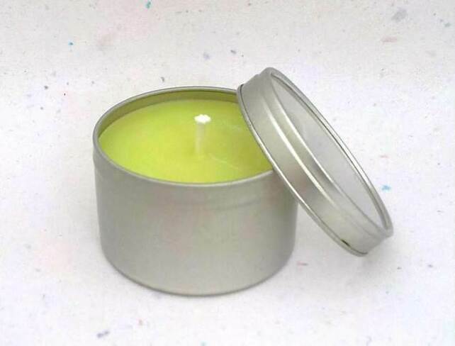 Plain Paraffin Wax Lime Scented Candle, Shape : Round
