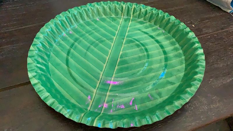 Round Disposable Green Paper Plates, For Event, Size : Multisizes