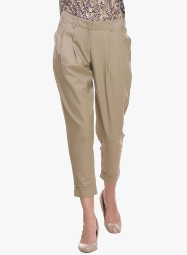 Buy AURELIA White Solid Cotton Blend Womens Casual Trousers  Shoppers Stop