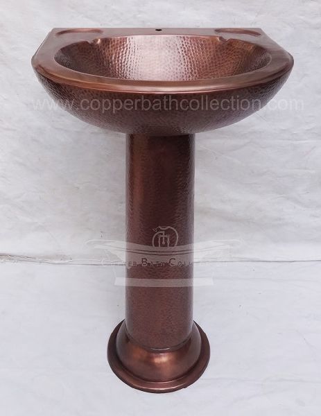 Oval Copper Pedestal Sink, for Home, Hotel, Office, Restaurant, Size : Multisize