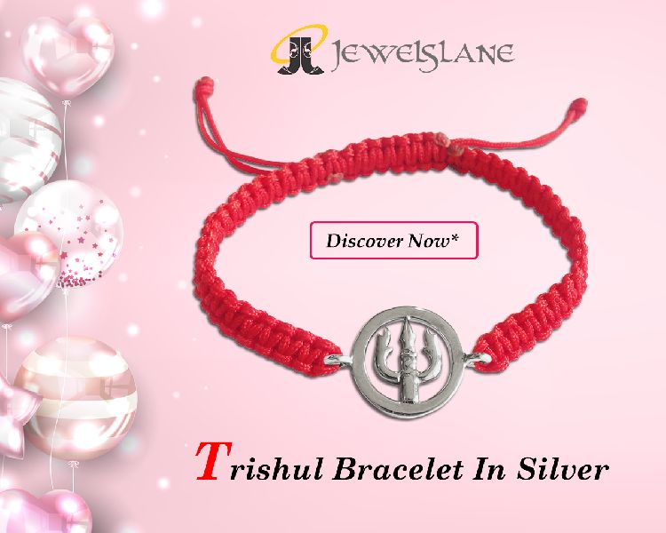 Buy Trishul Bracelet In Silver, Packaging Type : Plastic Packet