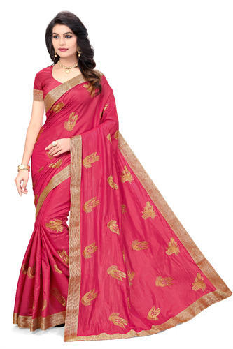 Embroidered Georgette PINK SAREE, Feature : Comfortable