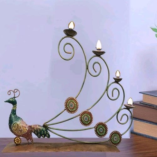 Iron Peacock Candle Stand