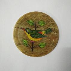 Round Polished Soap Stone Bird Coaster Set, for Decoration Use, Feature : Sturdy