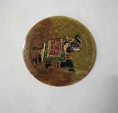 Round Polished Soap Stone Elephant Coaster Set, for Decoration Use, Feature : Sturdy