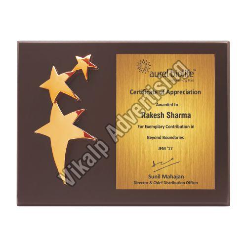 Rectangular Wooden Award Trophies, for College, Office, School, Pattern : Plain