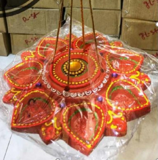 Shrii Ganesh Collections Hanging Colured Diya Plate