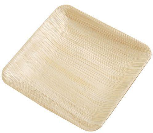 Square 12 Inch Round Areca Leaf Plates, for Serving Food, Color : Brown