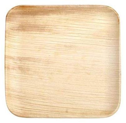 Square 6 Inch Round Areca Leaf Plates, for Serving Food, Color : Brown