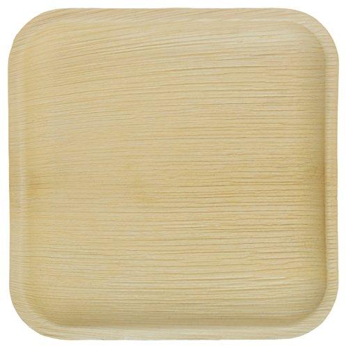 Square 8 Inch Round Areca Leaf Plates, for Serving Food, Color : Brown