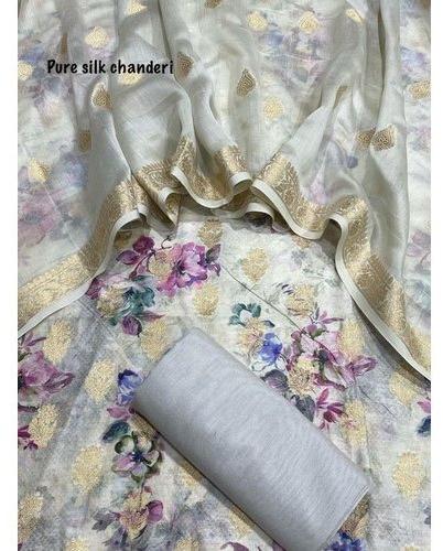 Printed Ladies Silk Suit, Technics : Attractive Pattern