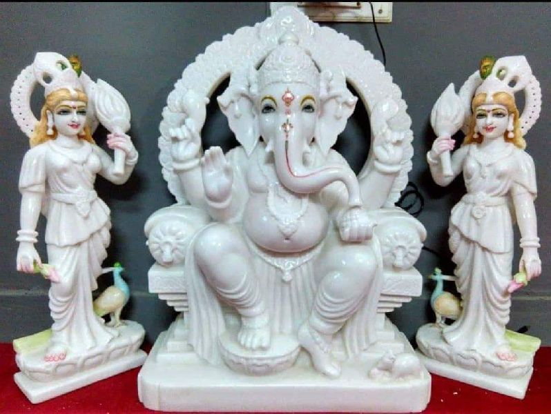 Marble Riddhi Siddhi Ganesh Statue, for Office, Pattern : Printed at ...