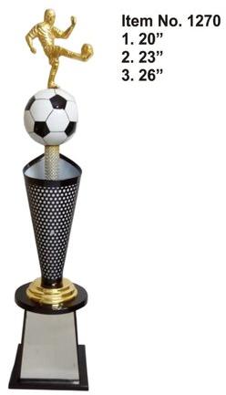 Customized Metal Polished Black Cone Football Trophy, for Sports, Style : Modern