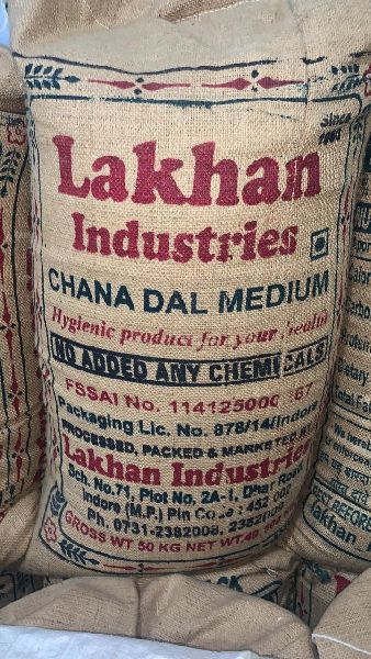 Organic Medium Chana Dal, Packaging Type : Jute Bag