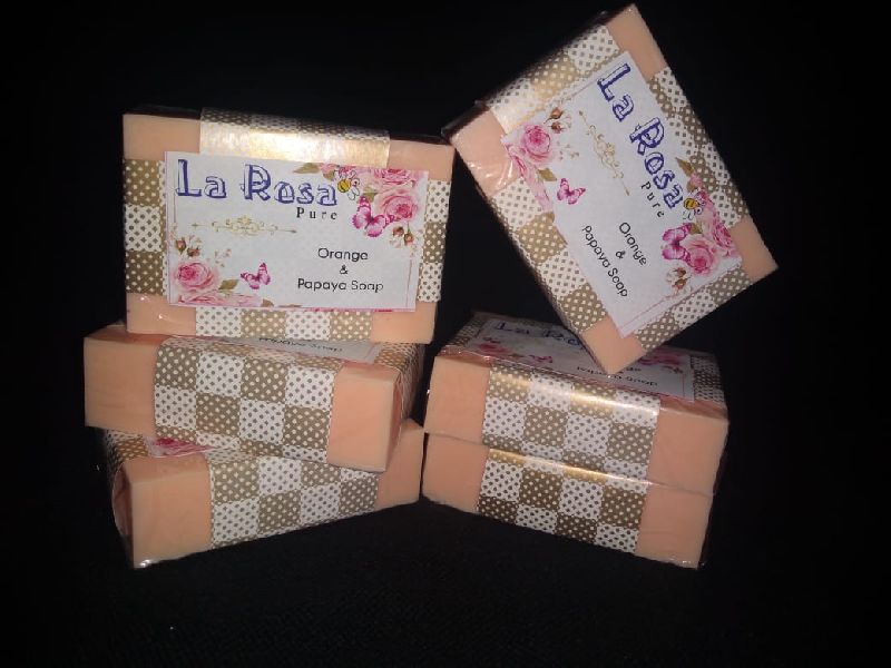  Rectangle Orange Papaya Soap, Color : Pink