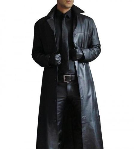 Mens Leather Trench Coat