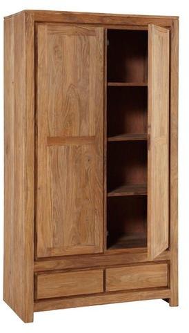 Double Door Rectangular Polished Wooden Wardrobe, Size : 90 (L) x 60 (W) x 180 (H) cm, Pattern : Plain