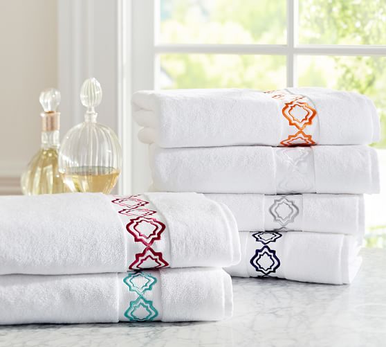 Rectangular Cotton Embroidered Bath Towel, for Bathroom Use, Size : 30X60, 60X90, 90X120