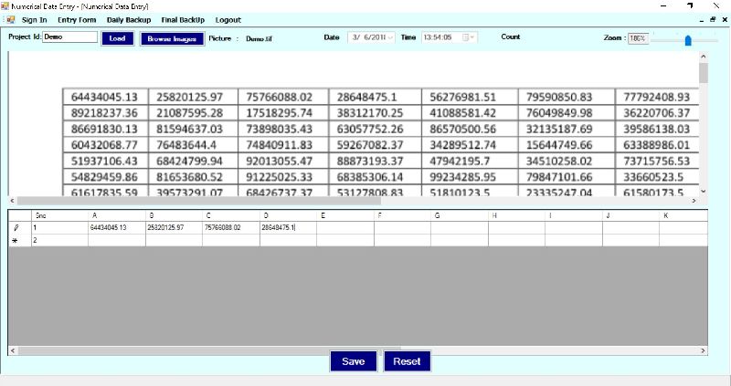 Excel Numerical Data Entry