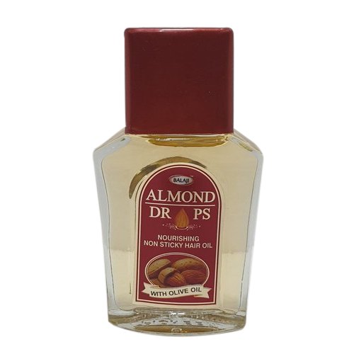 Balaji Almond Drops Hair Oil 50ML, Packaging Type : Glass Bottle