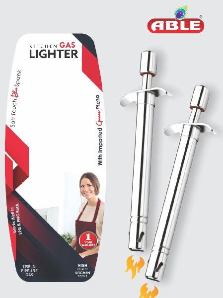 ABLE Stainless Steel Gas Lighter, Style : Flame