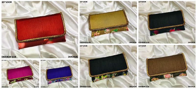 Raw Silk Printed Ethnic Clutch Bag