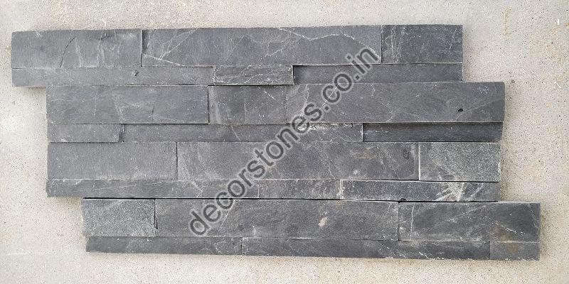 Rectangular Jak Black Slate Ledge Stone, for Construction, Feature : Durable