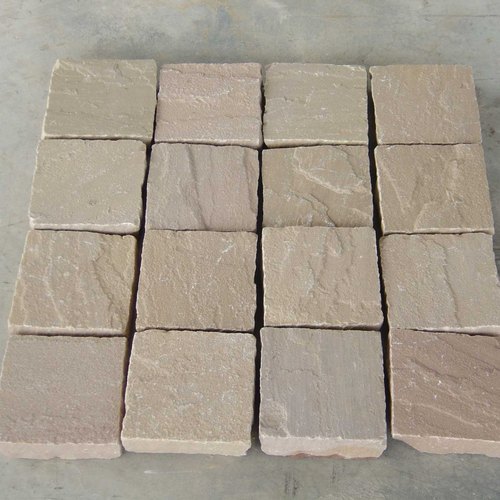 Raj Green Sandstone Cobbles, for Landscaping, Size : 10x10cm 10x12, 10x20, 14x14, 14x20, 20x20 cm