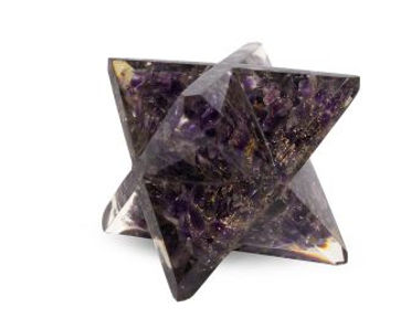 Polished Orgone Amethyst Merkaba Star, for Healing, Color : Purple