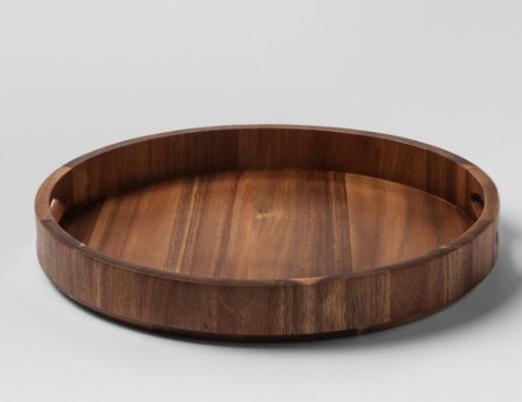 Polished Wooden Round tray, for Serving, Size : 12X12