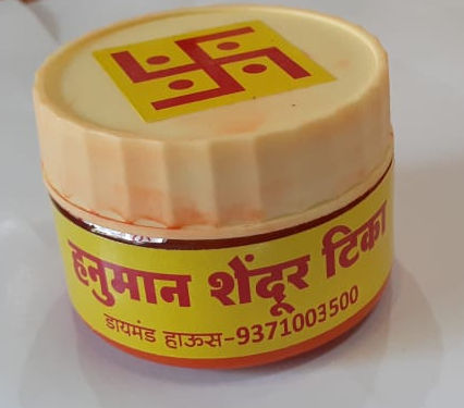 Diamond House Hanuman Sindoor Tika, for Pooja, Packaging Type : Plastic Jar