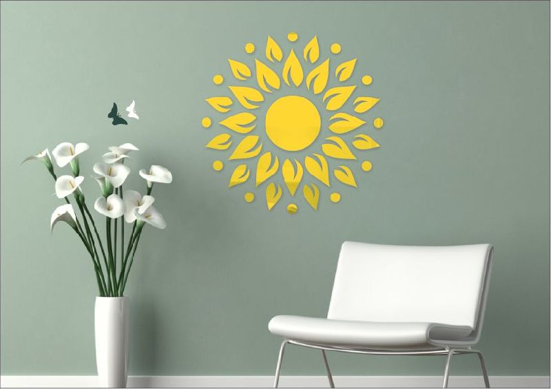 3D Acrylic Sunshine Golden Mirror Wall Sticker