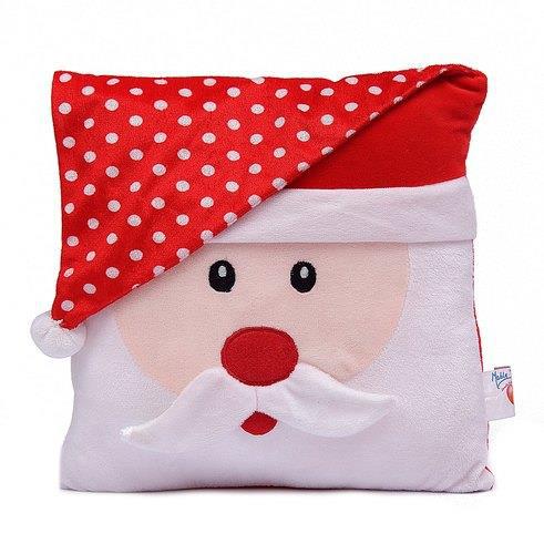 Square Plush Santa Cushion, Color : White Red