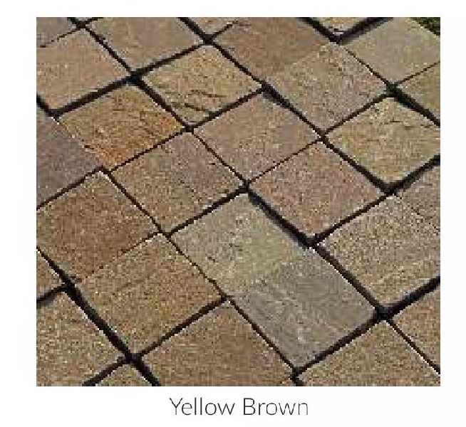 Polished Yellow Brown Stone Cobbles, for Floor, Feature : Attractive Look, Durable, Fine Finish