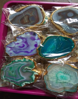 Polished Agate Coaster Set, for Decoration Use, Hotel Use, Restaurant Use, Tableware, Size : 4×4